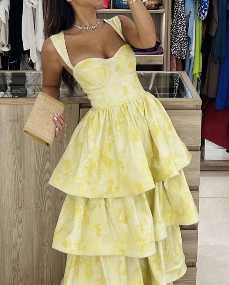 Yellow Dress Fashion Elegant Classy Prom Dress Vintage Princess Female Classy Evening Party Dress
