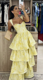 Yellow Dress Fashion Elegant Classy Prom Dress Vintage Princess Female Classy Evening Party Dress
