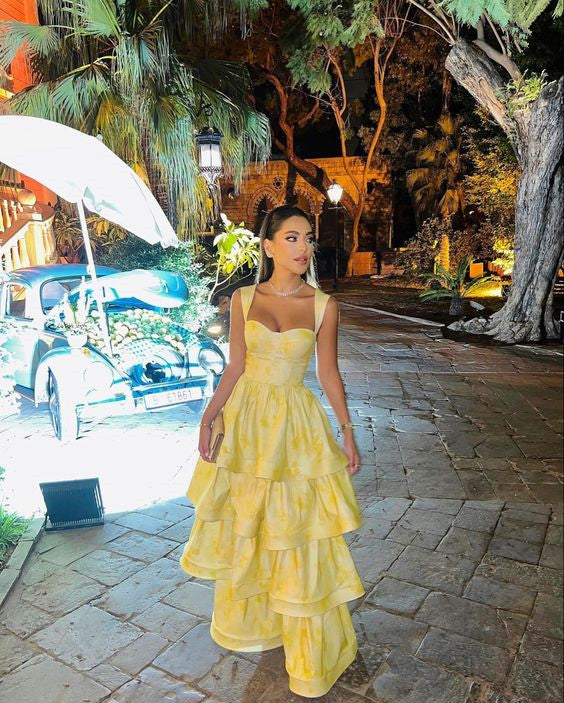 Yellow Dress Fashion Elegant Classy Prom Dress Vintage Princess Female Classy Evening Party Dress Main image