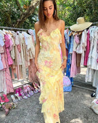 Yellow Fashion Elegant Layered Tulle Long Ball Gown Backless Mermaid Slim Fit Classy Evening Gown Party Dress