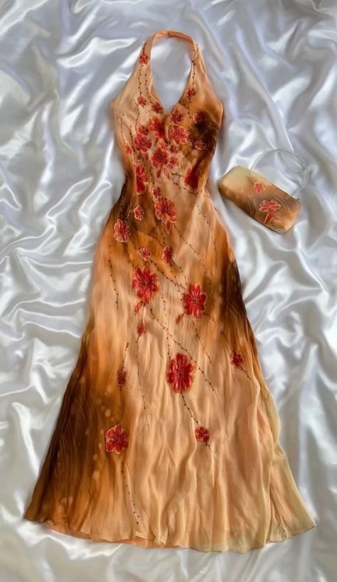 Orange Yellow Fashion Halter Floral Beading Long Elegant Chiffon Ball Gown Classy Evening Dress