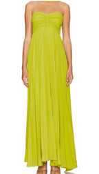 Yellow Green Fashion Simple Elegant Tube Top Off Shoulder Long Chiffon Ball Gown Party Dress Classy Evening Dress With Scarf