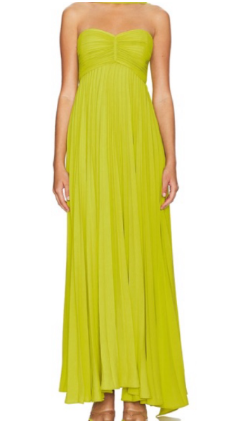 Yellow Green Fashion Simple Elegant Tube Top Off Shoulder Long Chiffon Ball Gown Party Dress Classy Evening Dress With Scarf