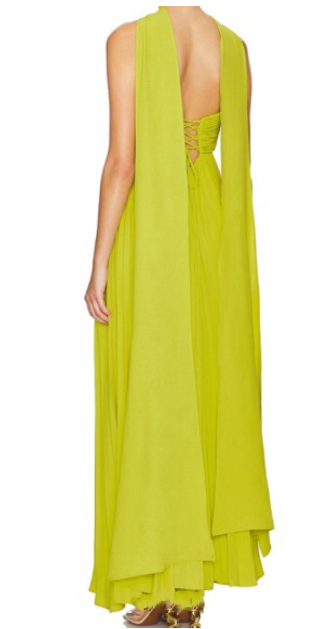 Yellow Green Fashion Simple Elegant Tube Top Off Shoulder Long Chiffon Ball Gown Party Dress Classy Evening Dress With Scarf