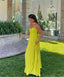 Yellow Green Fashion Simple Elegant Tube Top Off Shoulder Long Chiffon Ball Gown Party Dress Classy Evening Dress With Scarf