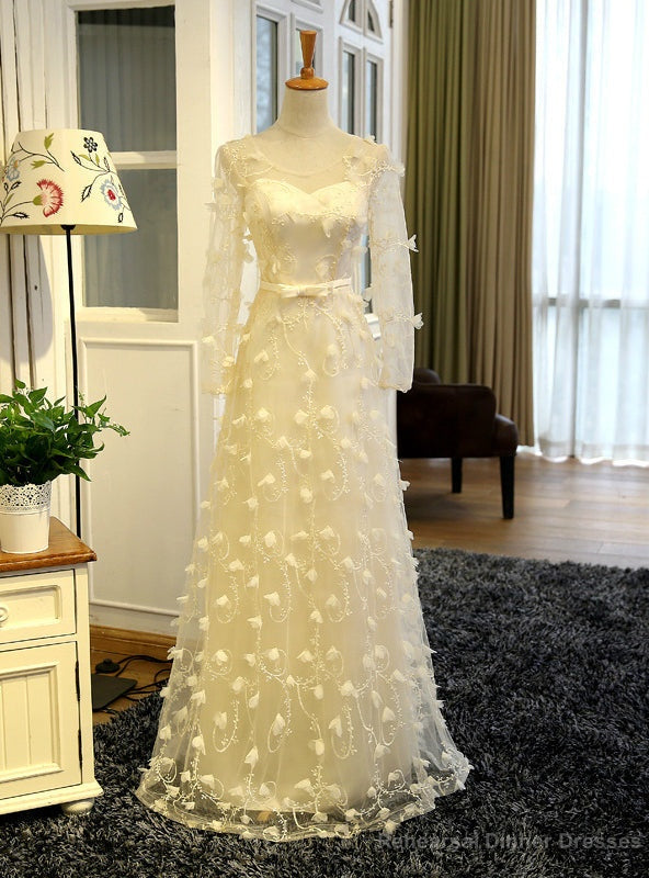 Yellow Long Sleeve Appliques Bridesmaid Dress Main image
