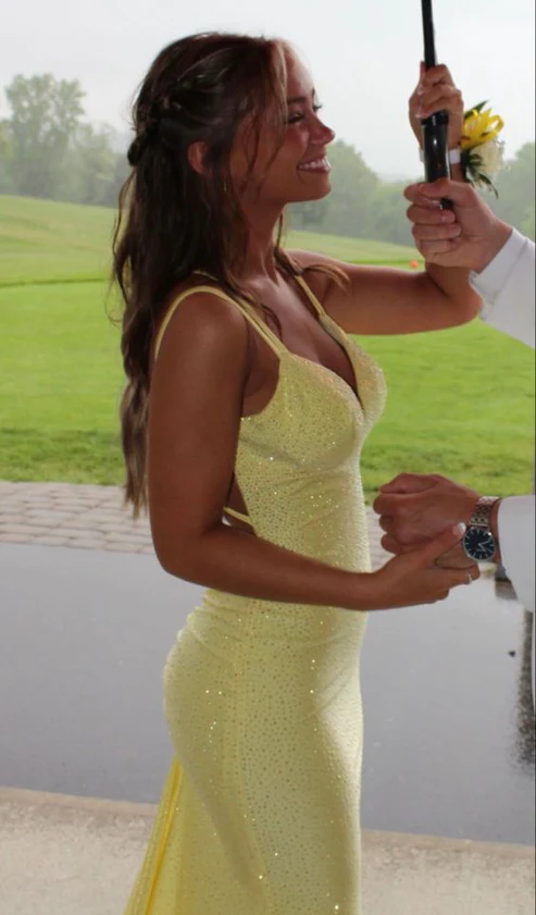 Yellow Mermaid Long Classy Prom Dress Shiny Classy Evening Classy Dress Secondary image