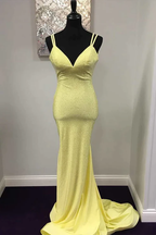 Yellow Mermaid Long Classy Prom Dress Shiny Classy Evening Classy Dress