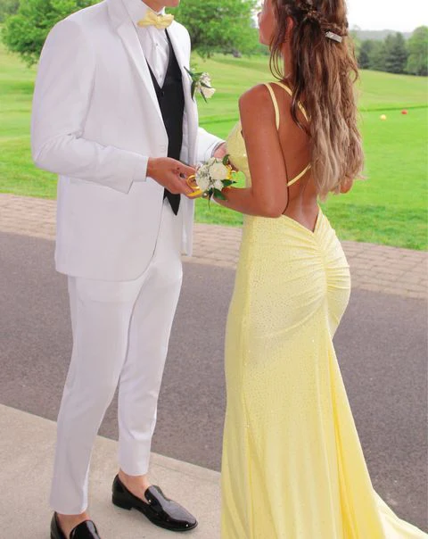 Yellow Mermaid Long Classy Prom Dress Shiny Classy Evening Classy Dress