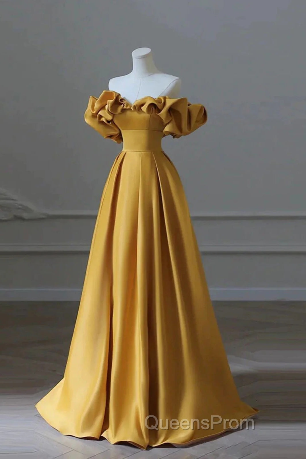 Yellow Off Shoulder Long Formal Evening Dress Evening Prom Dress Secondary image