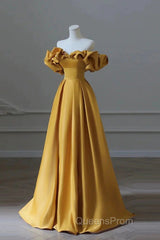 Yellow Off Shoulder Long Formal Evening Dress Evening Prom Dress