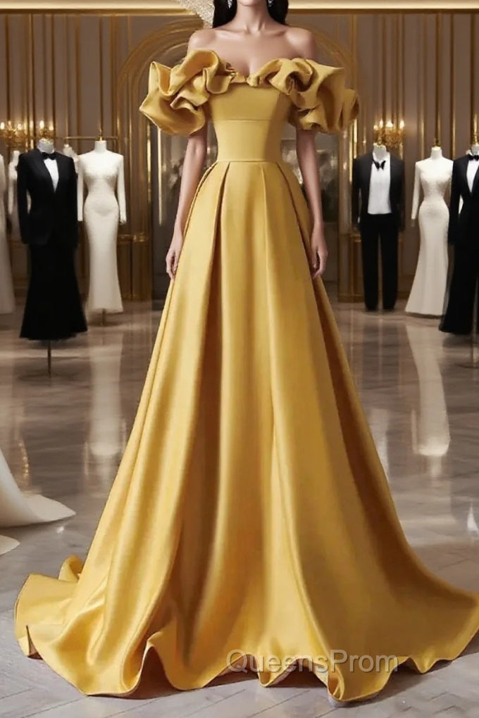 Yellow Off Shoulder Long Formal Evening Dress Evening Prom Dress Main image