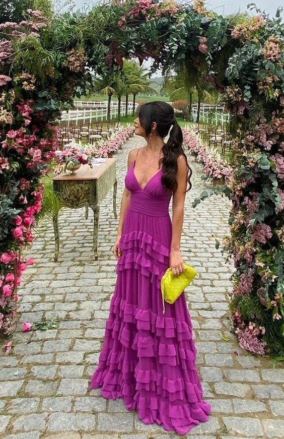 New Purple V-Neck Classy Prom Dress, Graduation Party Dress Secondary image