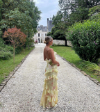 Yellow Spaghetti Straps Ruffle Long Classy Prom Dress With Ruffles