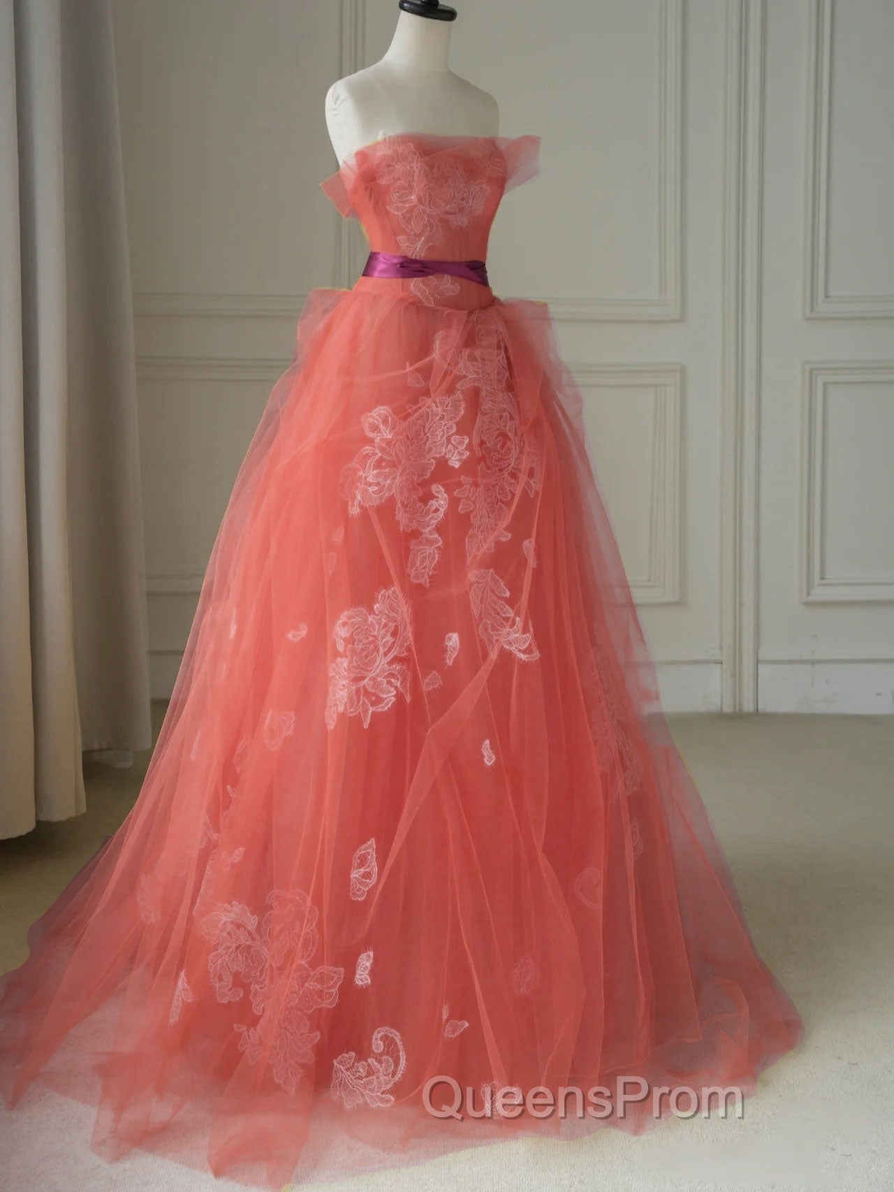 Yellow tulle lace long Evening Prom Dress, yellow tulle formal Dress Secondary image