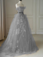Yellow tulle lace long Evening Prom Dress, yellow tulle formal Dress