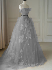 Yellow tulle lace long Evening Prom Dress, yellow tulle formal Dress