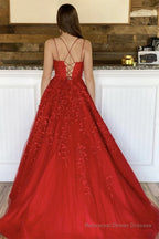 Yellow Tulle Prom Dress with Appliques