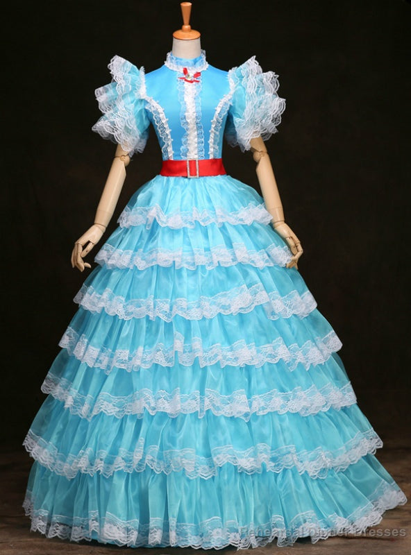 You Are Sure To Find The Perfect Blue Tulle Lace High Neck Maria Antonietta Vintage Dress Main image