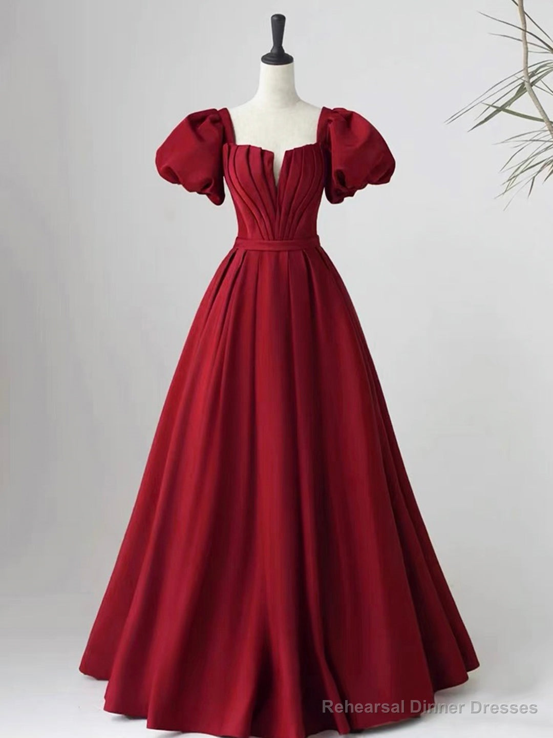 Lovely Satin Floor Length Short Sleeves Party Dress, A-Line Evening Party Dress Main image