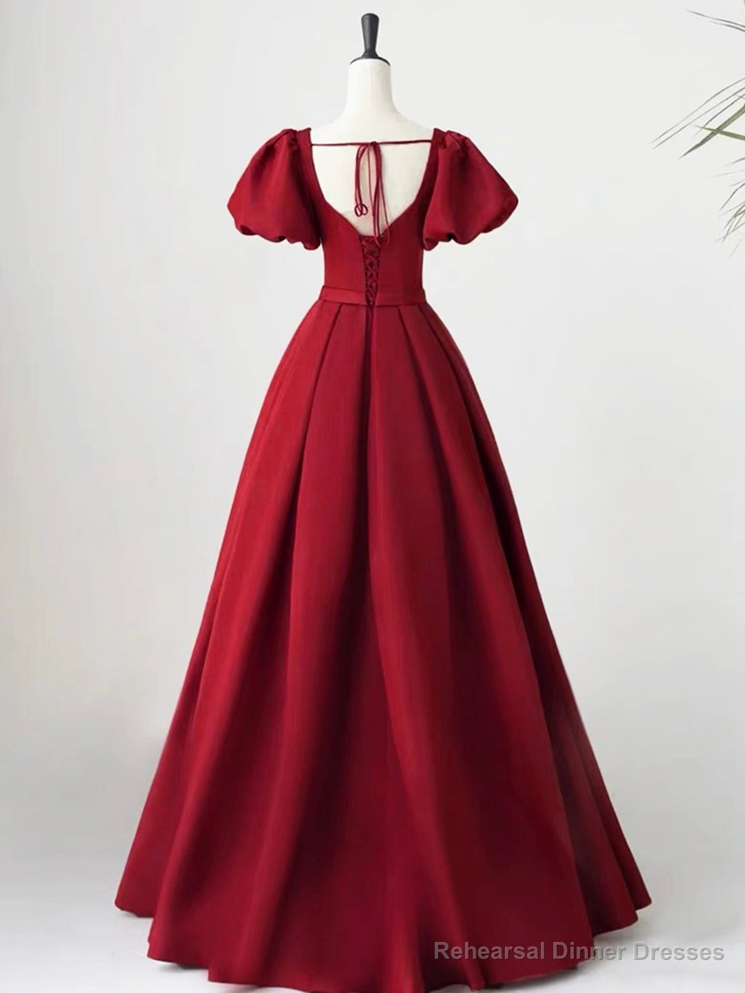 Lovely Satin Floor Length Short Sleeves Party Dress, A-Line Evening Party Dress Secondary image