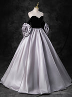 Black Sweetheart Neck Velvet Floor Length Formal Dress, Detachable off Shoulder Chic Party Dress