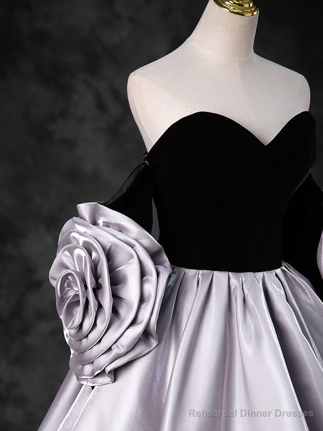 Black Sweetheart Neck Velvet Floor Length Formal Dress, Detachable off Shoulder Chic Party Dress Secondary image