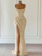Pink Sheath Sequin Evening Prom Dress Elegant Dress Formal Evening Prom Floor Length Sleeveless Strapless Masquerade Dress