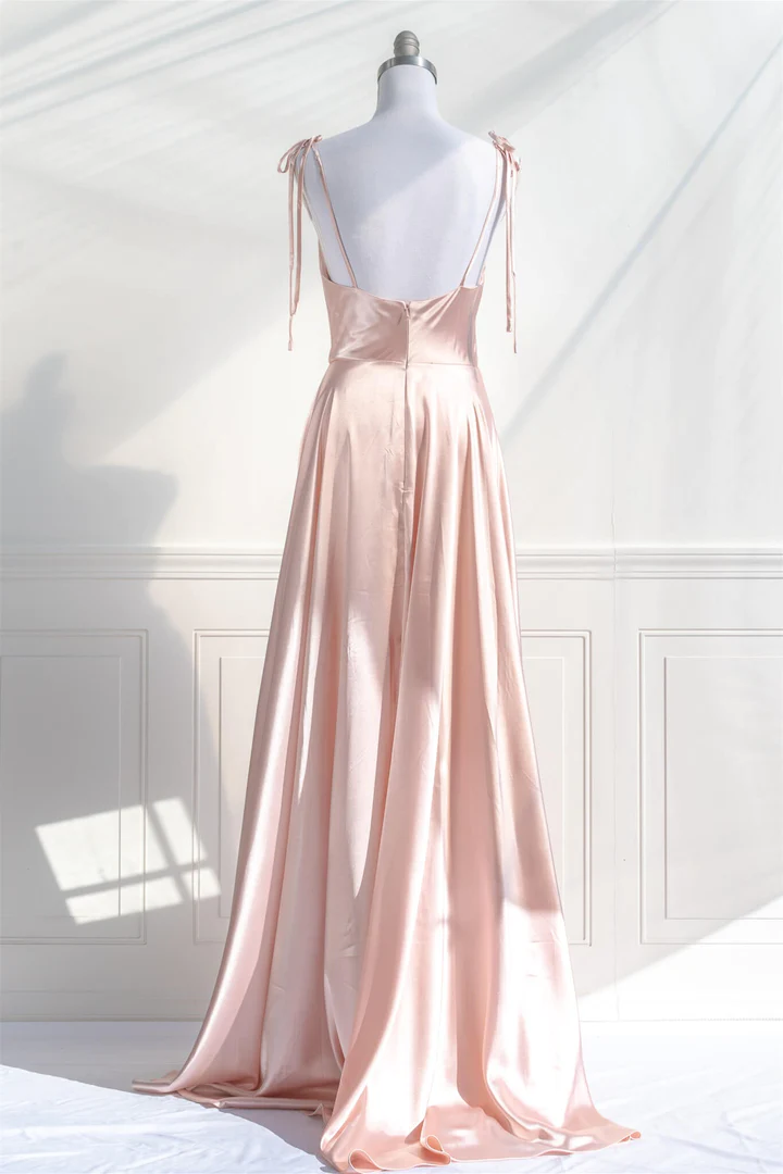 Formal Dresses Summer, Long Nude Pink Prom Dresses With Thin Straps