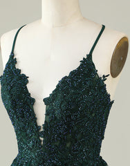 Gown Dress Elegant, A-Line Spaghetti Straps Corset Back Tulle Dress With Appliques