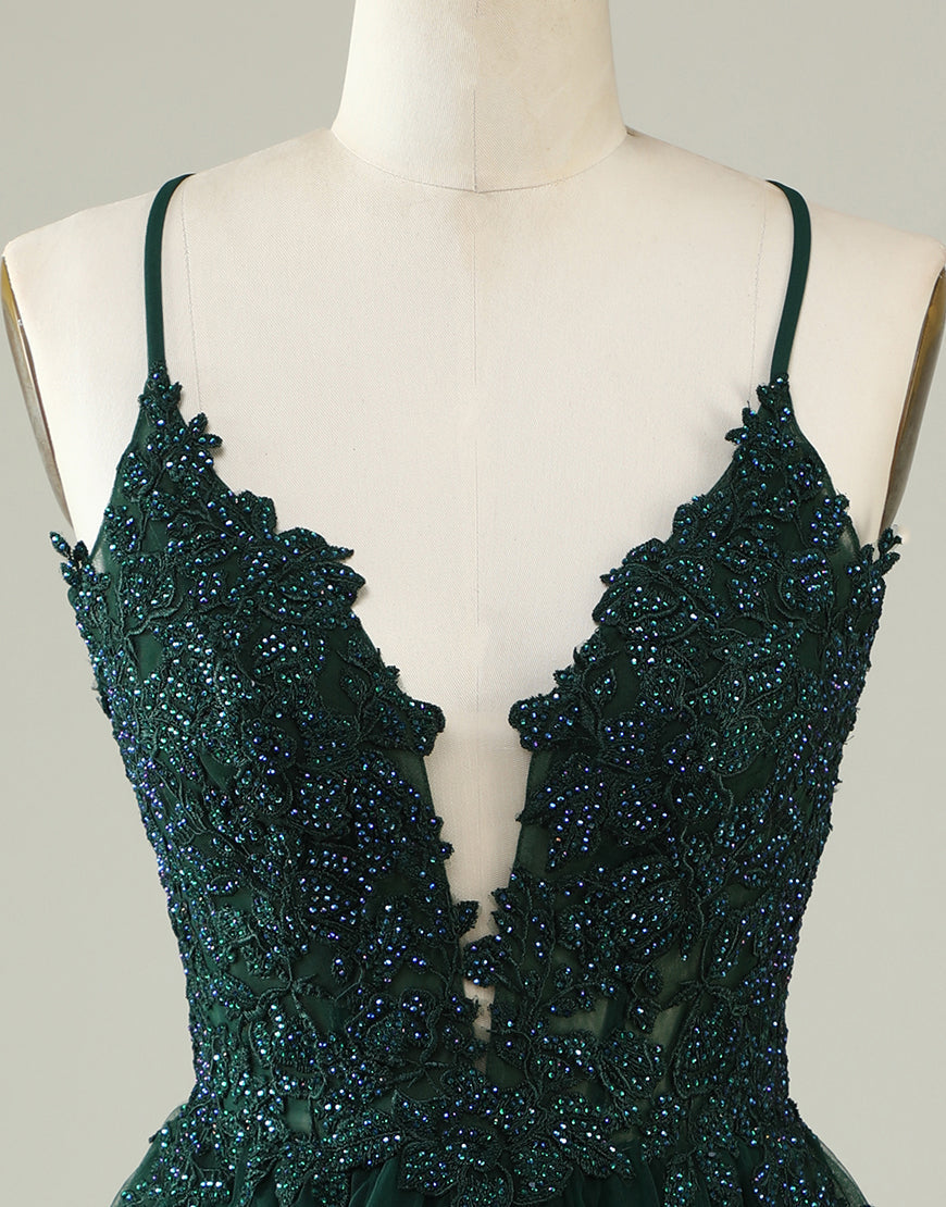 Bridesmaids Dress Modest, Grey Blue Corset Back Tulle Homecoming Dress With Appliques