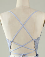 Bridesmaid Propos, Light Purple Spaghetti Straps Short Homecoming Dress With Appliques