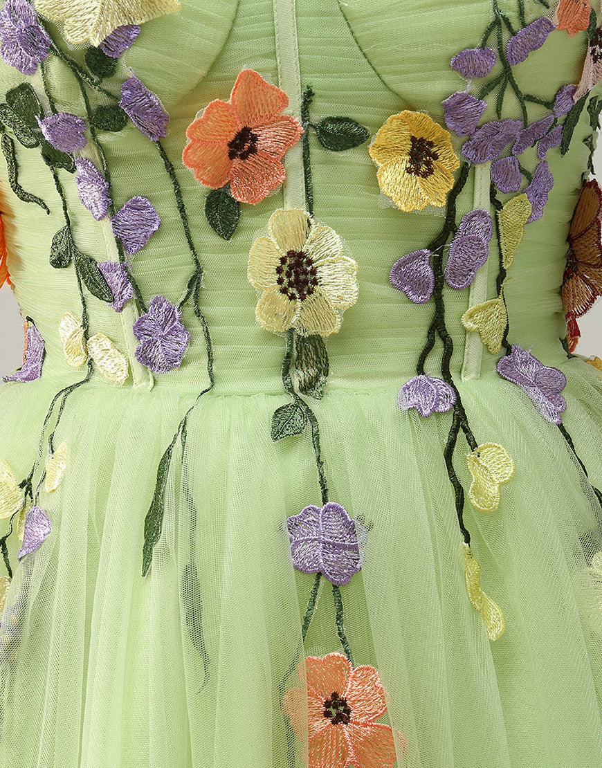 Bridesmaids Dresses With Lace, Pretty A-Line Tulle Homecoming Dress With Embroidery Flowers Main image