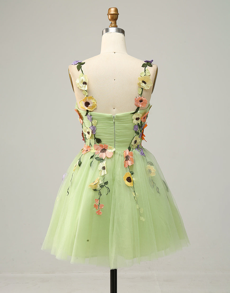 Pretty A-Line Tulle Homecoming Dress With Embroidery Flowers Secondary image