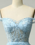 Bridesmaid Dress Champagne, Princess A-Line Off The Shoulder Tiered Prom Dress With Appliques