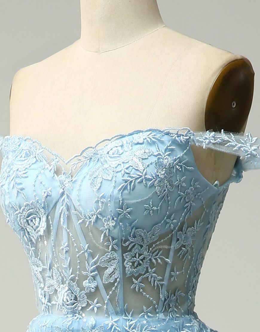 Bridesmaid Dresses Dark, Princess A-Line Off The Shoulder Tiered Prom Dress With Appliques