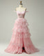Bridesmaid Dress Neutral, Princess A-Line Off The Shoulder Tiered Prom Dress With Appliques