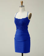 Party Dress For Wedding, Dark Red Bodycon Spaghetti Straps Short Homecoming Dress