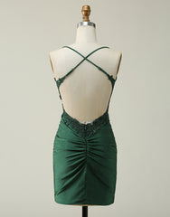 Bridesmaid Dresses Color Schemes, Spaghetti Straps Cross Back Short Glitter Homecoming Dress