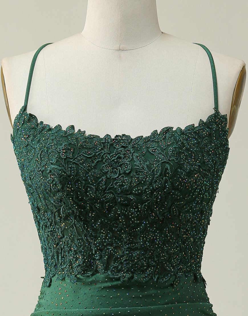 Bridesmaid Dresses Chiffon, Royal Blue Lace Top Spaghetti Straps Body Homecoming Dress