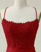 Bridesmaids Dresses Fall, Royal Blue Lace Top Spaghetti Straps Body Homecoming Dress