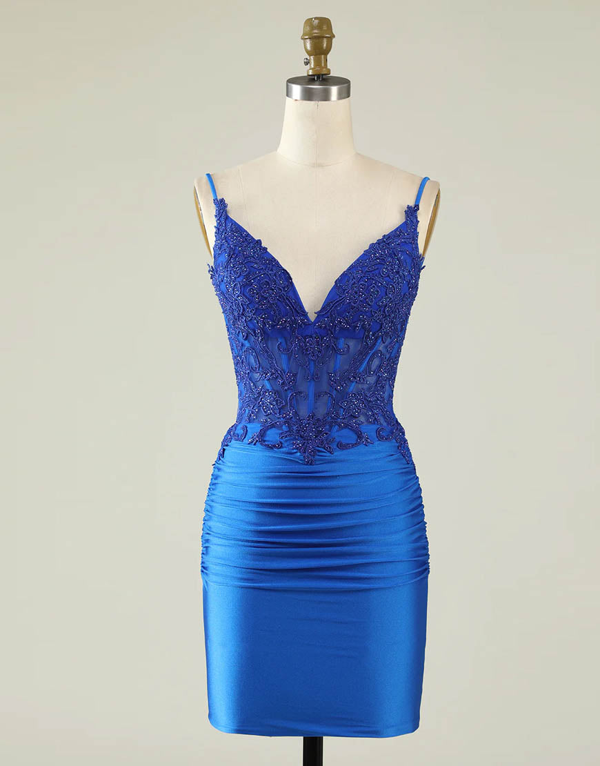 Bridesmaid Dresses Affordable, Spaghetti Straps Dark Green Short Tight Homecoming Party Dress