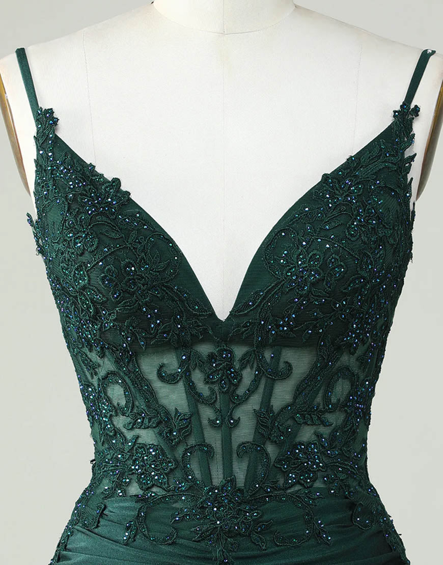 Bridesmaid Dresses Online, Spaghetti Straps Dark Green Short Tight Homecoming Party Dress Main image