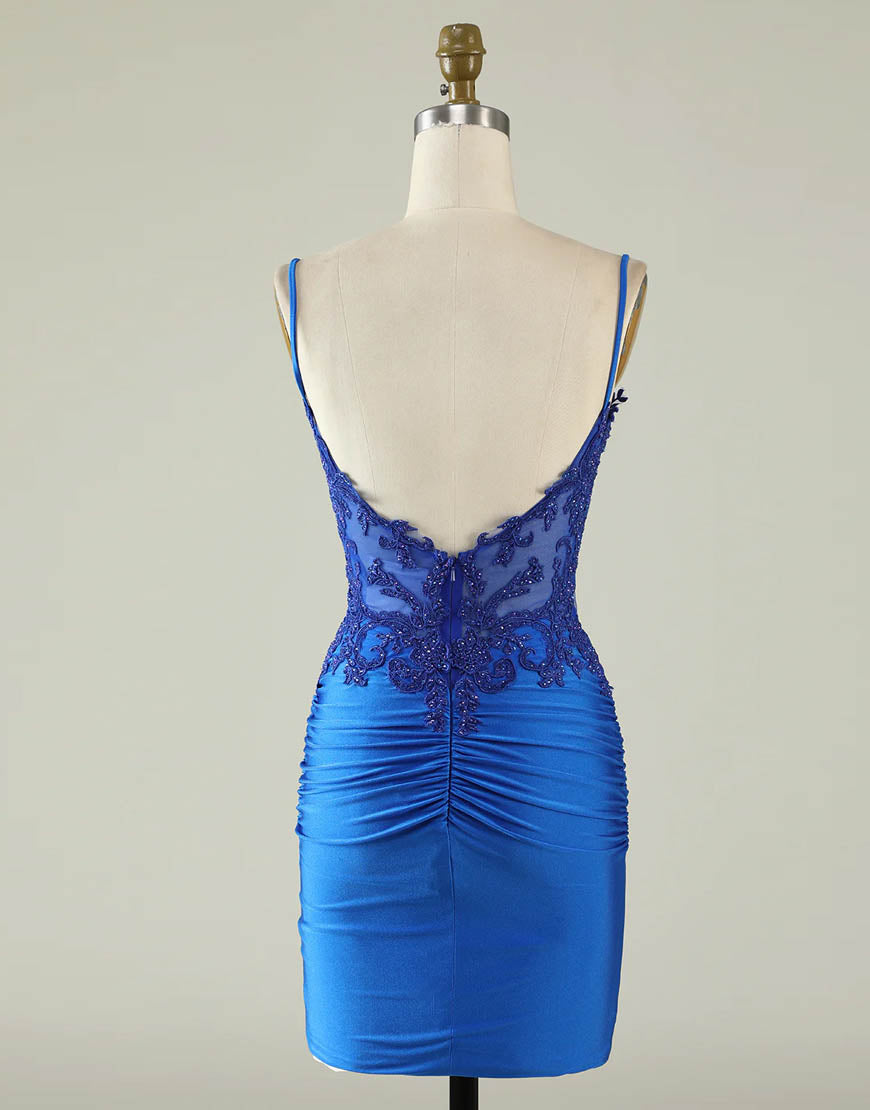 Bridesmaid Dresses 2035, Spaghetti Straps Dark Green Short Tight Homecoming Party Dress