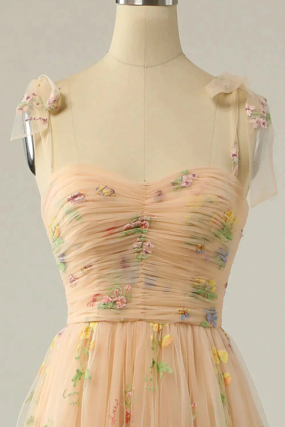 Bridesmaid Dresses Sale, Romantic A-Line Spaghetti Straps Embroidery Long Prom Dress