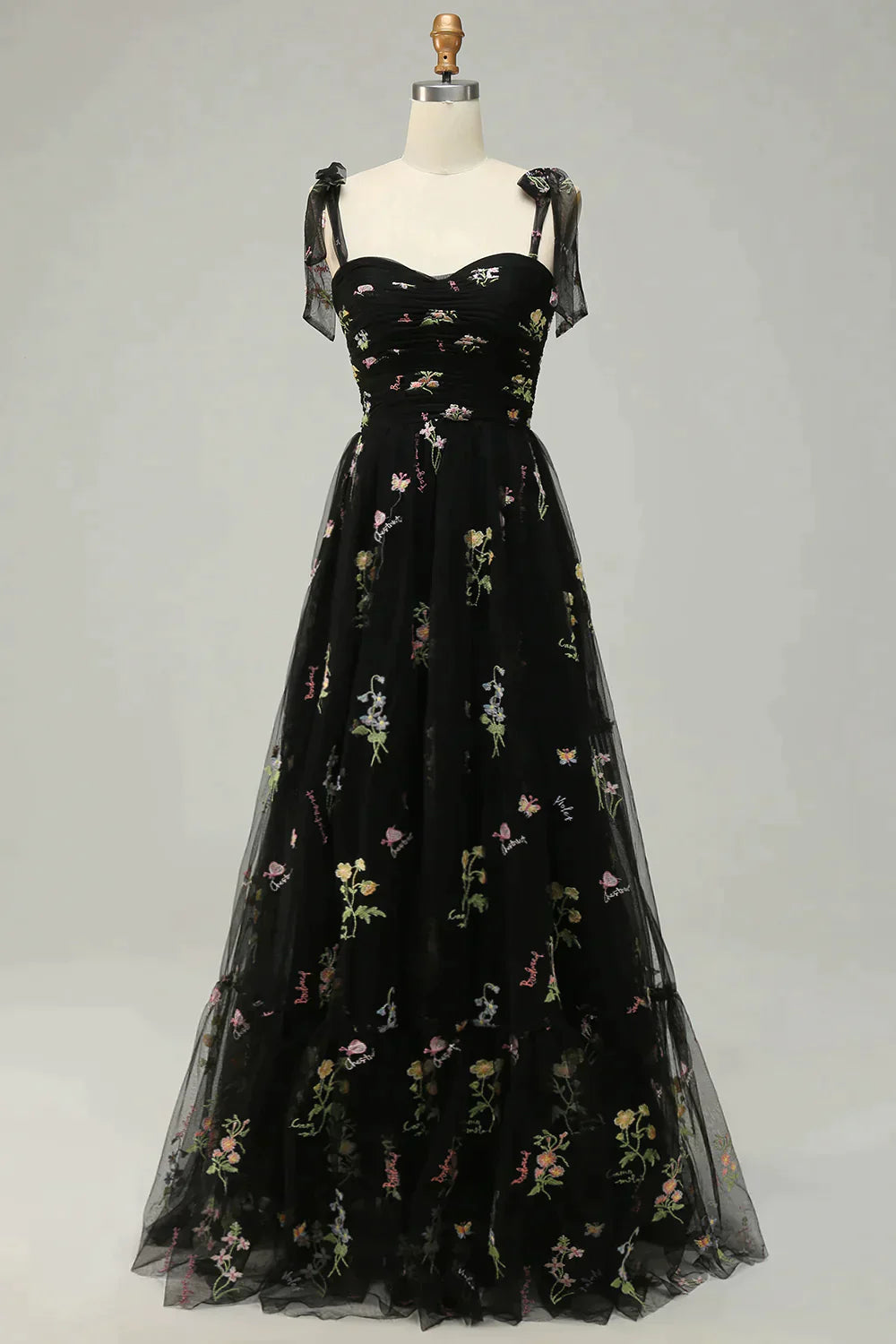 Bridesmaid Dresses Websites, Romantic A-Line Spaghetti Straps Embroidery Long Prom Dress
