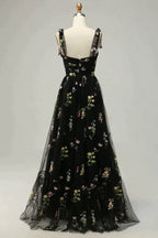 Bridesmaid Dresses 3 17 Length, Romantic A-Line Spaghetti Straps Embroidery Long Prom Dress