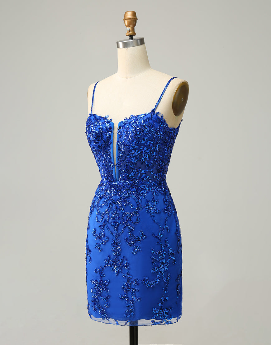 Bridesmaids Dresses For Beach Weddings, Red Sheath Corset Back Short Sequin Homecoming Dress