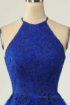 Bridesmaid Dresses For Girls, A-line Halter Keyhole Back Applique Mini Homecoming Dress