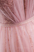 Homecoming Dresses Sparkles, A-line Illusion High Neck Beaded-Embroidery Maxi Formal Dress with Bow